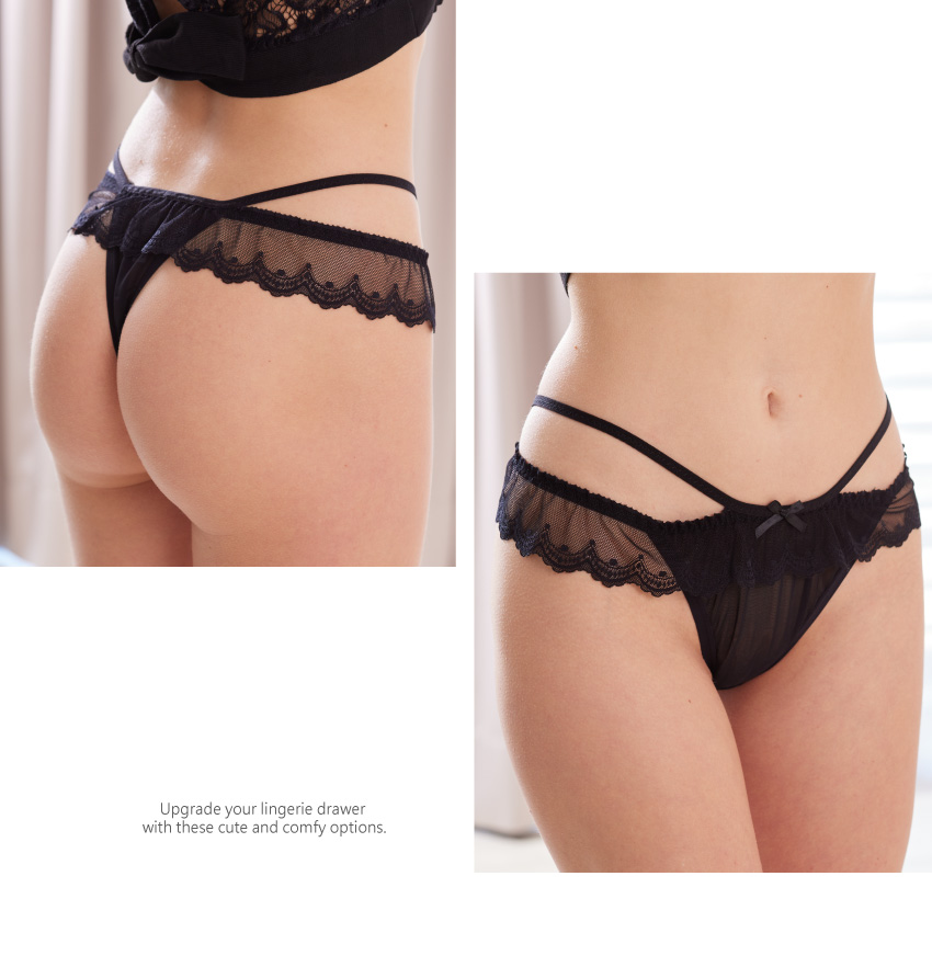 性感花邊蕾絲邊細帶性感誘惑丁字褲 (純潔白)