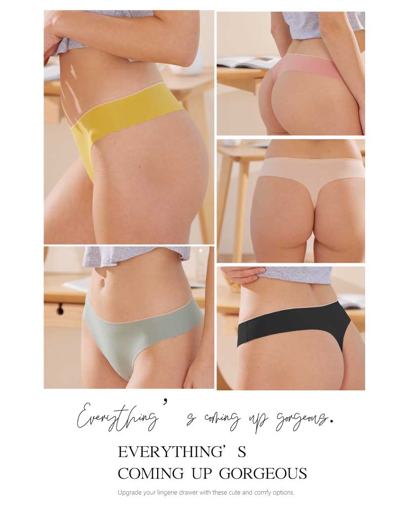 桑蠶絲抗菌胺基酸 性感 無痕瑜珈貼身隱形丁字褲 (裸膚色) M-XL