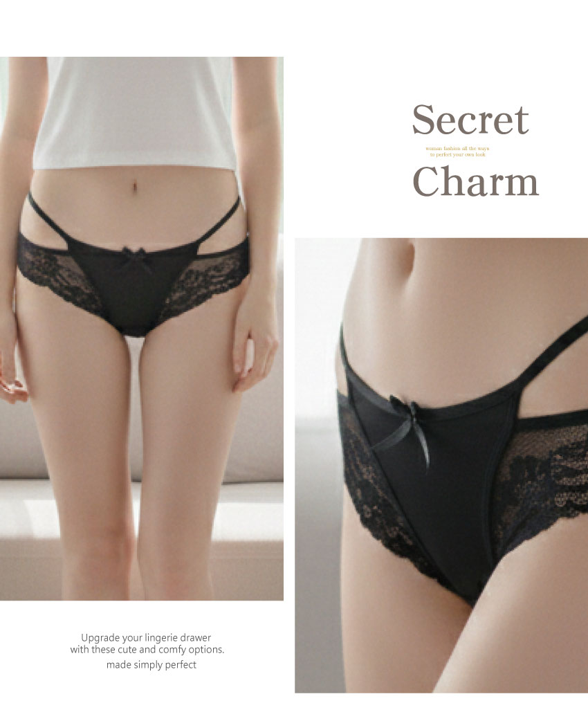 小情事蕾絲簍空蕾絲低腰三角褲 (白色) M-L