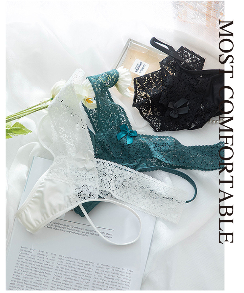 網紗細帶鏤空蜜桃臀性感蕾絲丁字褲 (黑色) M-L