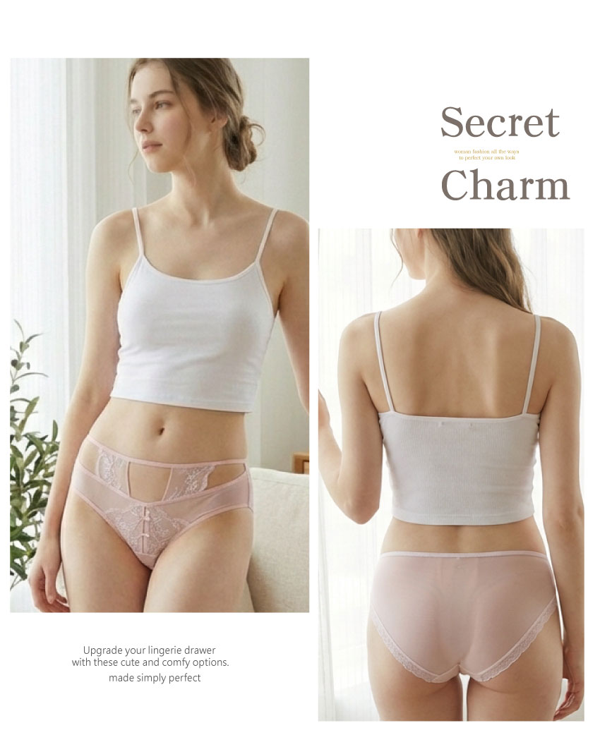 花芯簍空線條低腰三角褲 (淺紫) M-L