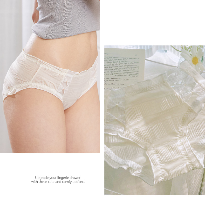 日系浪漫甜美前蝴蝶結泡泡軟紗三角褲 (淺綠色) M-L