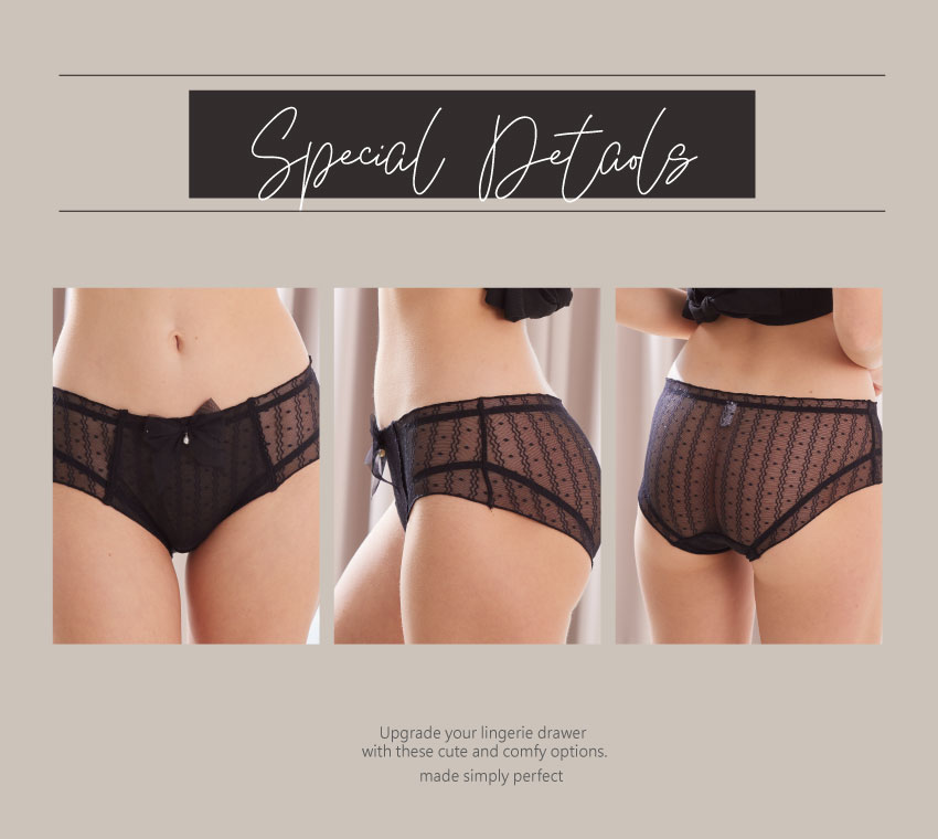 前精緻甜美蝴蝶結網紗低腰三角褲 (水藍白色) M-L