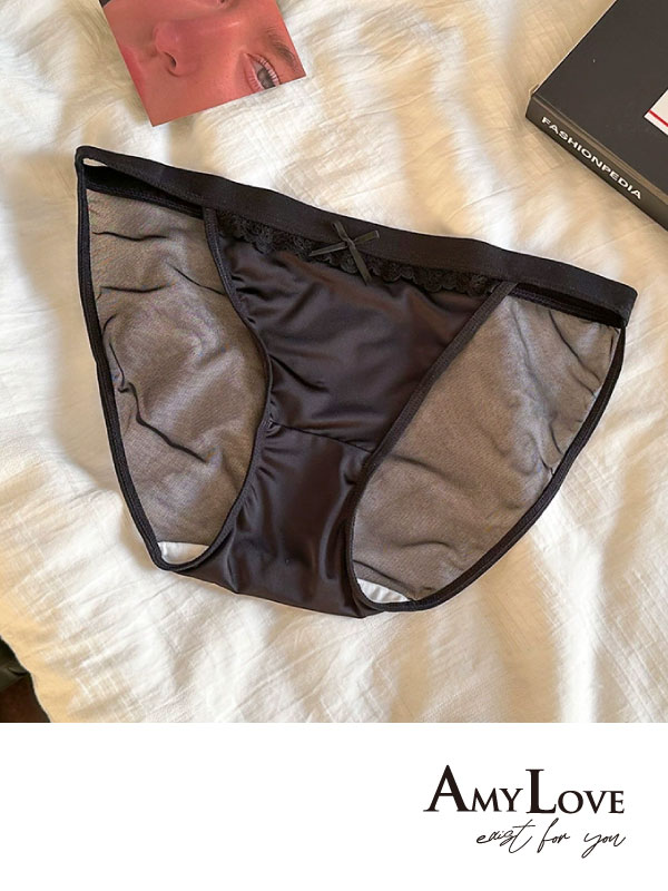 舒芙高衩微蕾絲低腰三角褲 (黑色) L-XL