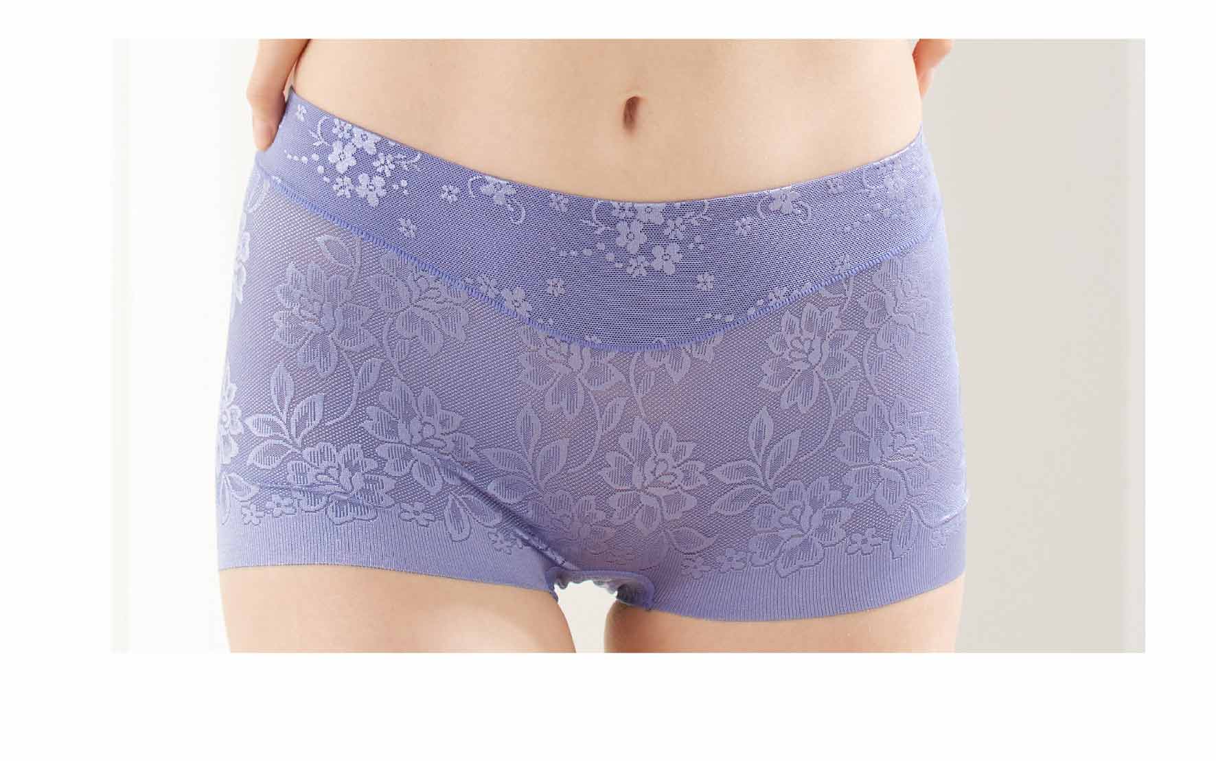 親膚柔感緞面緹花蠶絲高級褲 (天空藍)