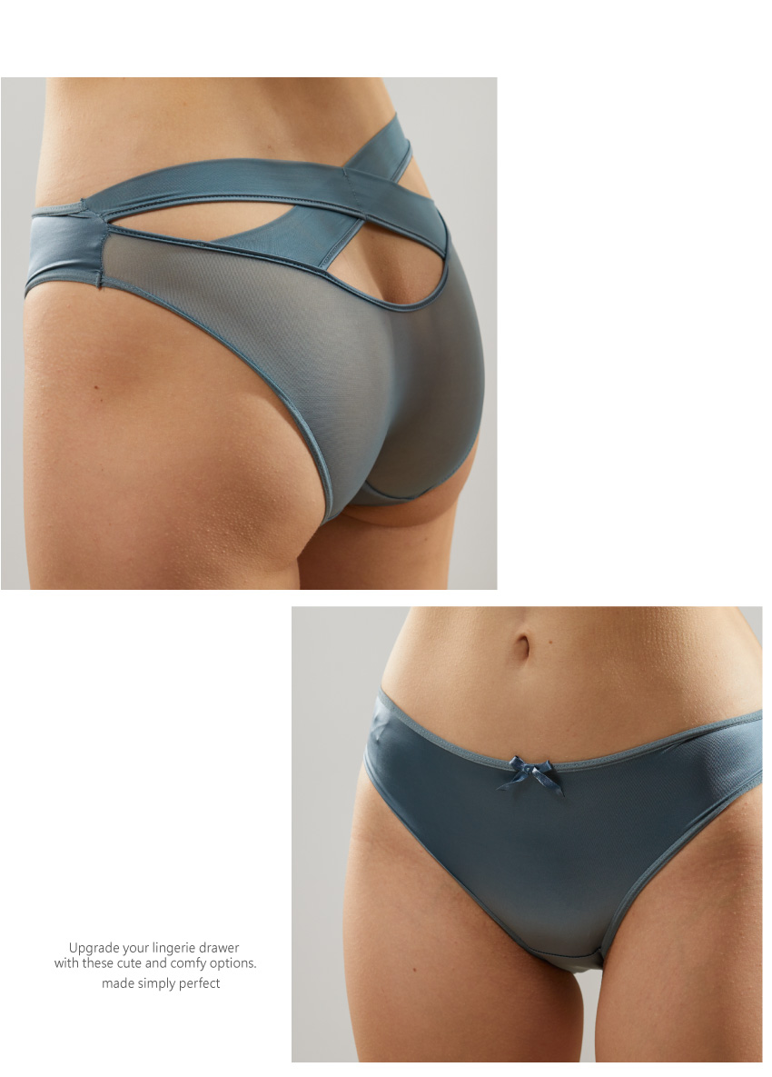 緞面低腰性感時尚簍空三角褲 (黑色) M-L