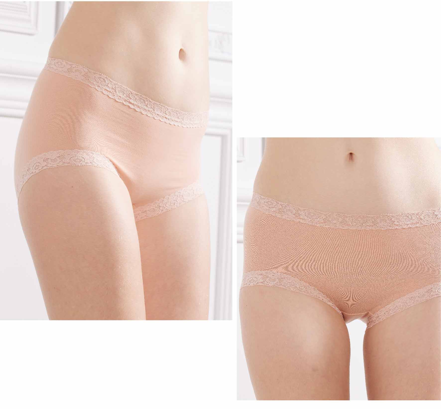 日系素棉質褲腳滾小條蕾絲包臀小平口內褲 ()