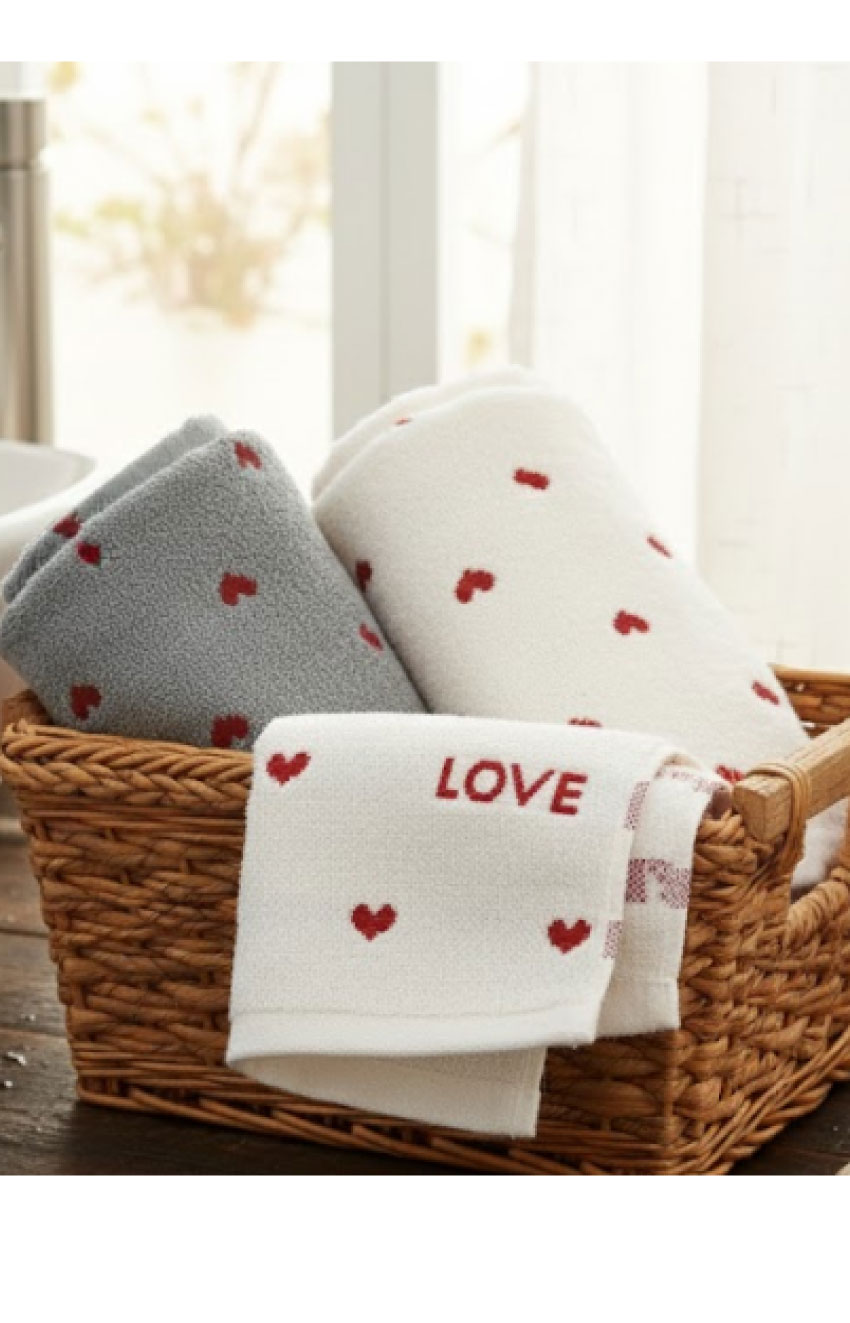 柔軟100%純棉愛心毛巾(白色)