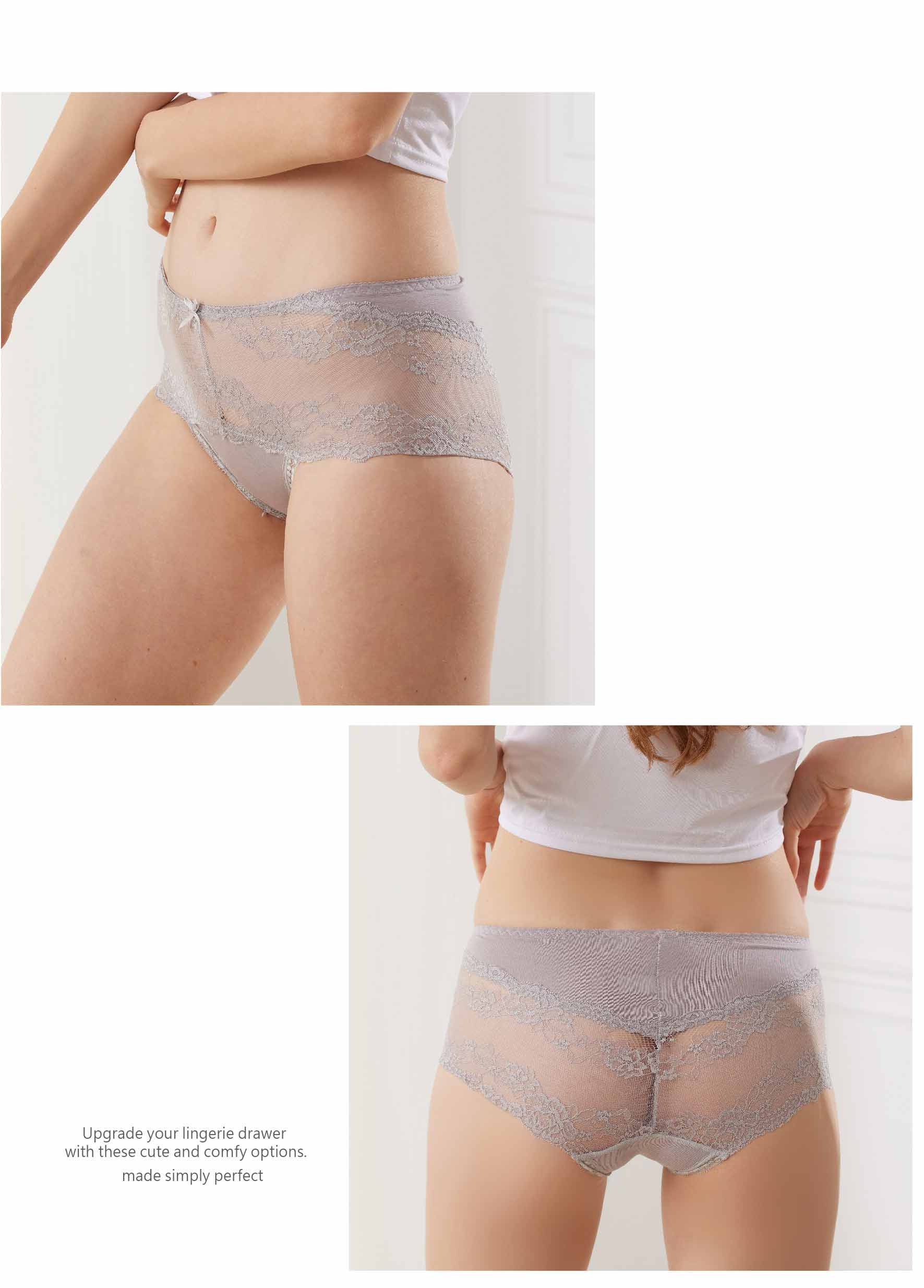 日系精美莫代爾棉蕾絲無痕精美內褲 (酒紅)