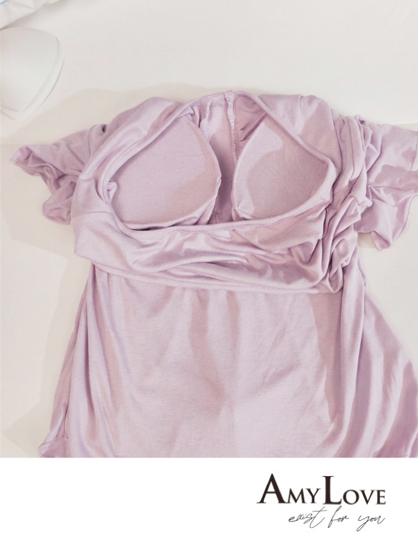 輕柔 莫黛爾V領居家睡衣睡褲莫黛爾 (紫色) L