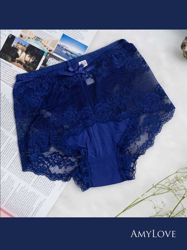 莫代爾棉蕾絲無痕內褲(灰色) M-XL