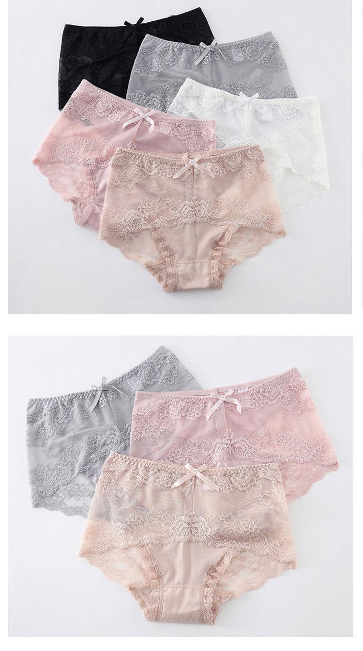 日系精美高腰款莫代爾棉蕾絲無痕精美內褲 (酒紅)