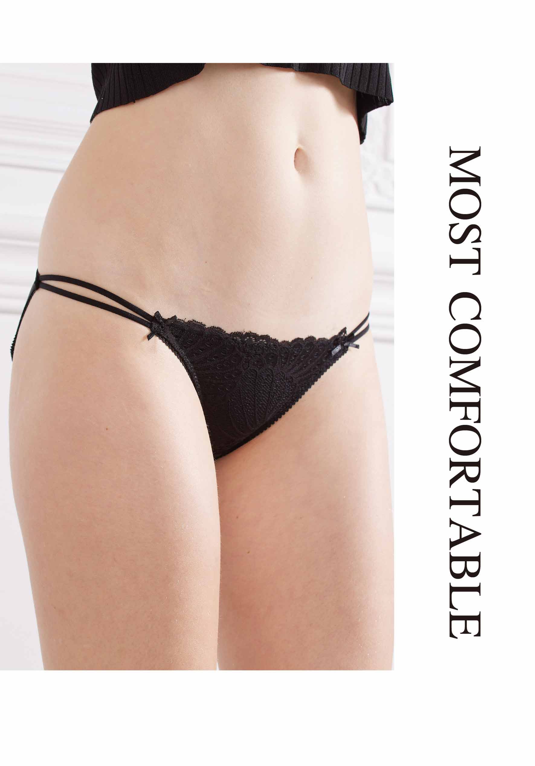 性感細條蕾絲包臀三角褲 (紅色)