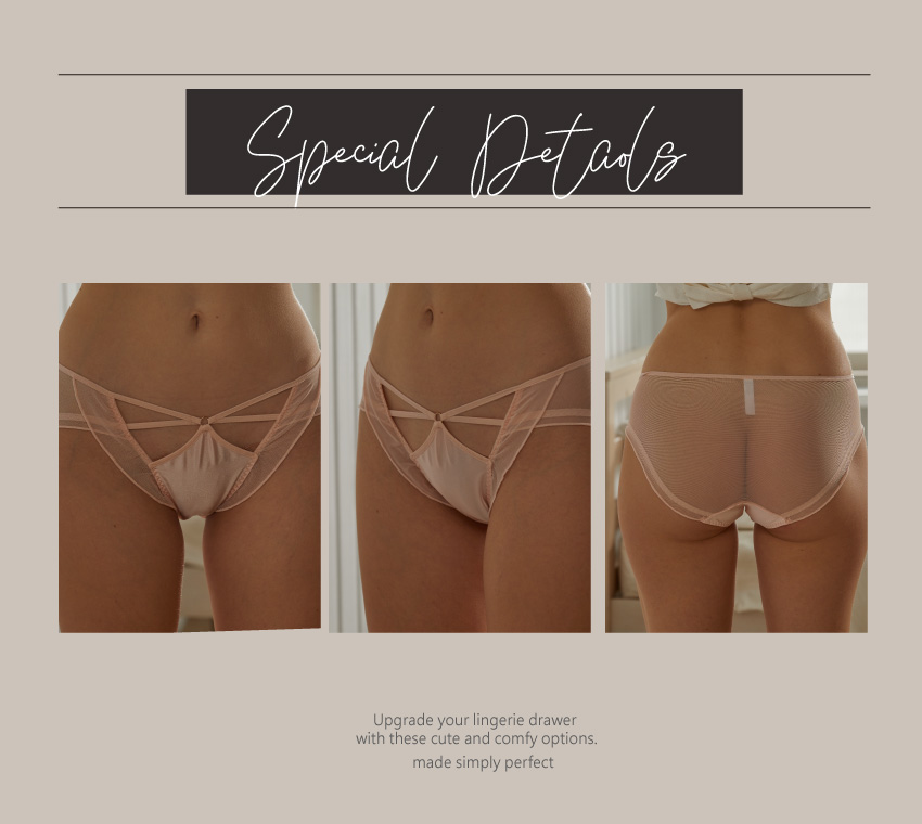 緞面低腰小性感簍空三角褲 (灰色) FREE