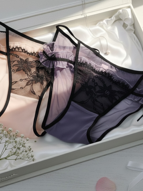 小浪漫蕾絲簍空蕾絲低腰三角褲 (綠) FREE