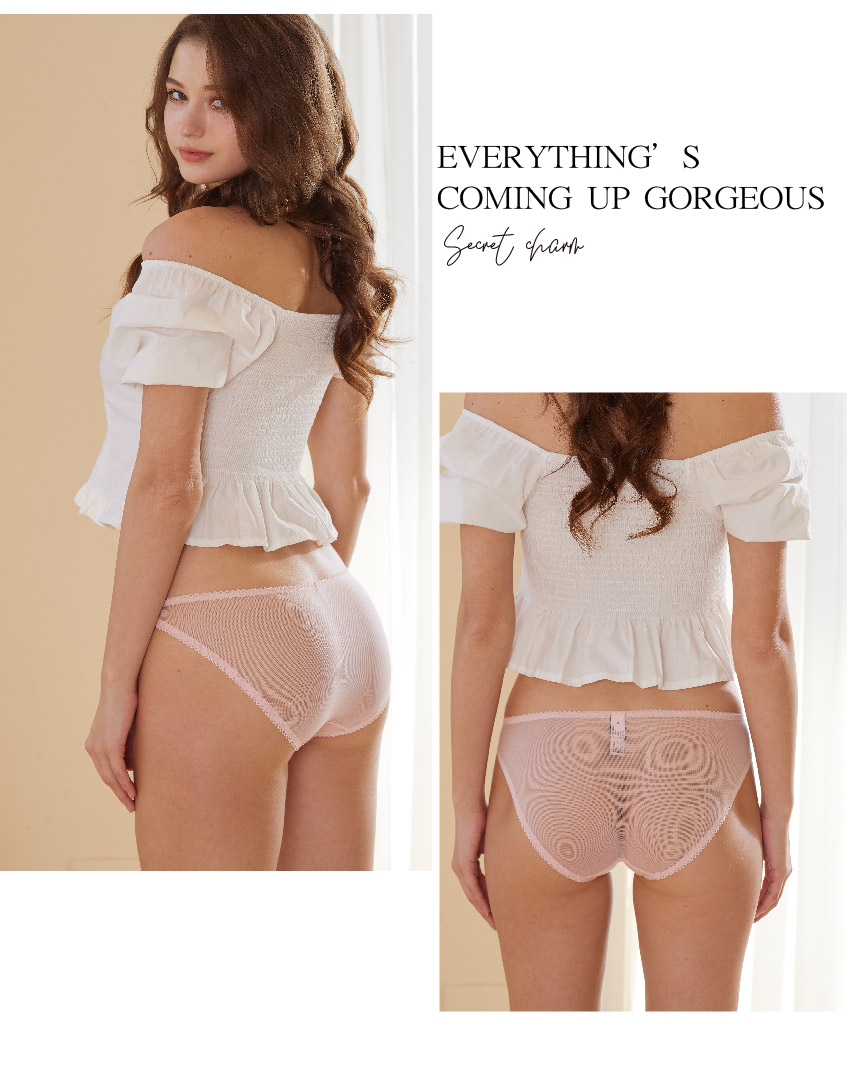 輕奢．輕薄輕盈性感透氣簍空蕾絲低腰三角褲(性感紫)