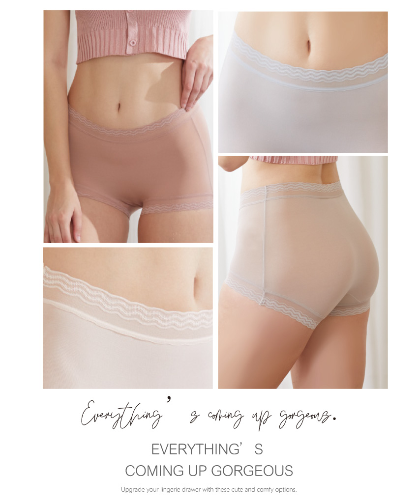 高彈超薄雲感無痕透氣蕾絲波邊小平口褲(霧藍) M-XL