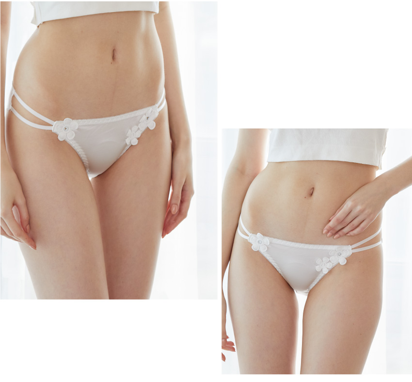 小花刺繡絲滑雙細條三角褲 (粉色) L-XL