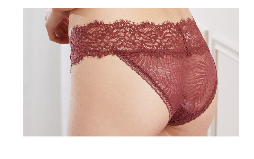 性感甜心蕾絲低腰三角褲 (酒紅焦糖色) FREE