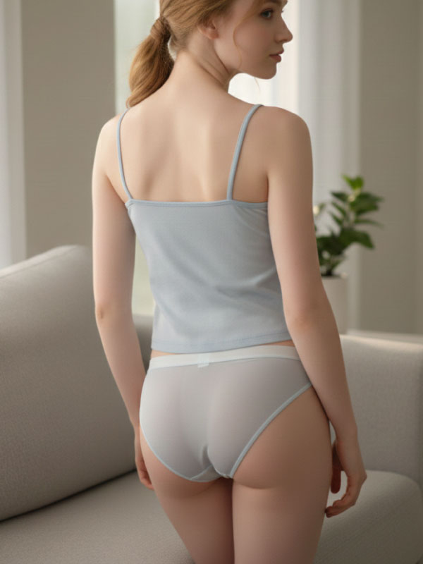 舒芙高衩微蕾絲低腰三角褲 (天空藍) L-XL