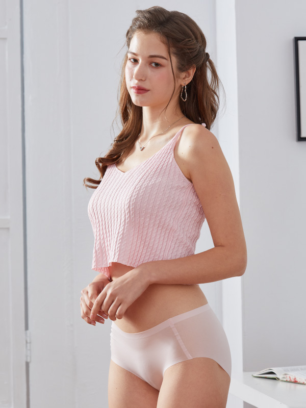 超薄抗菌透氣無痕抑菌三角褲 (粉色)M-L