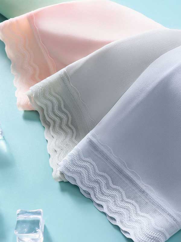 高彈超薄雲感無痕透氣蕾絲波邊小平口褲(嫩綠) M-XL