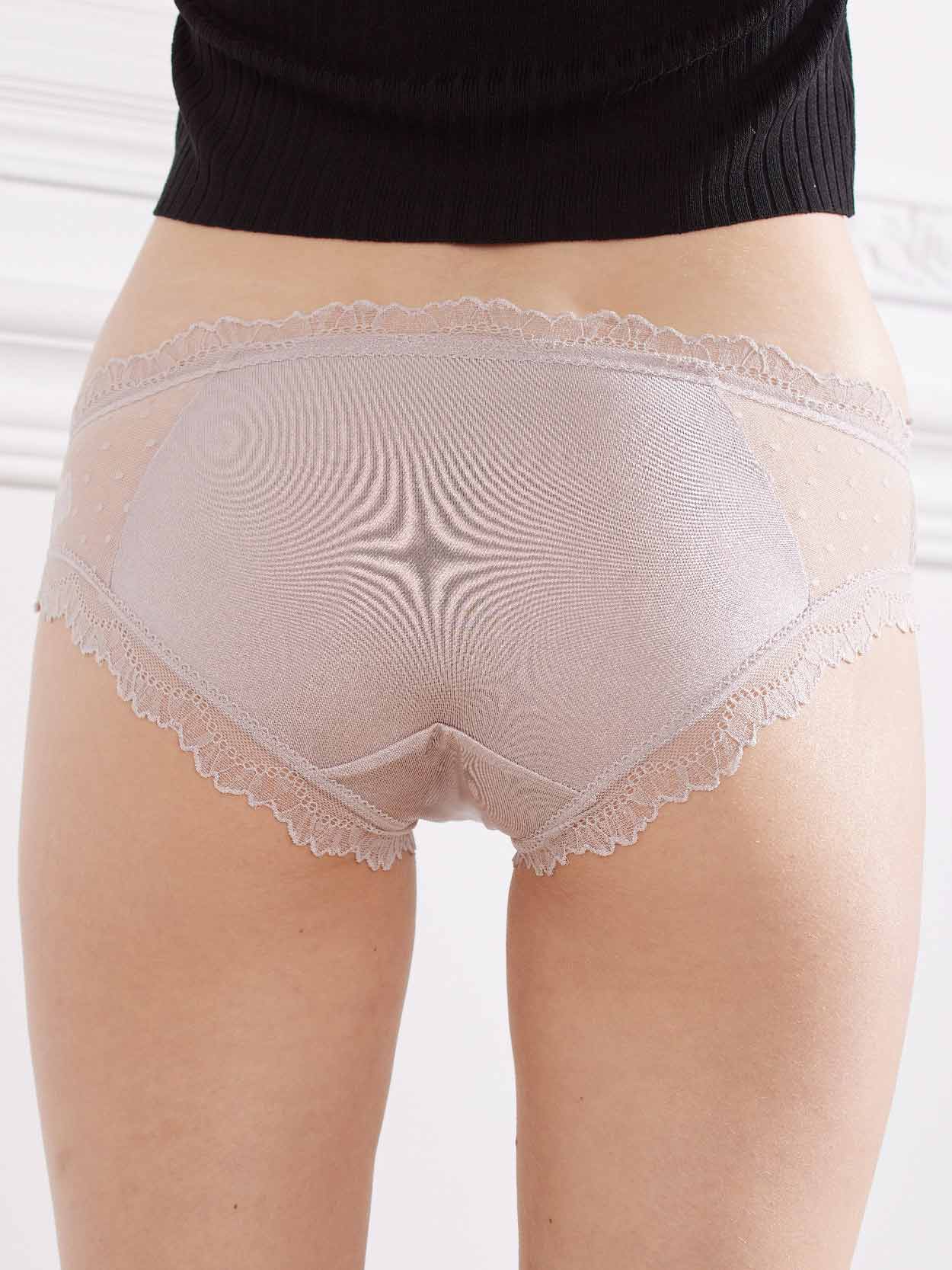 前點點性感蕾絲三角褲 (灰紫色) M-XL