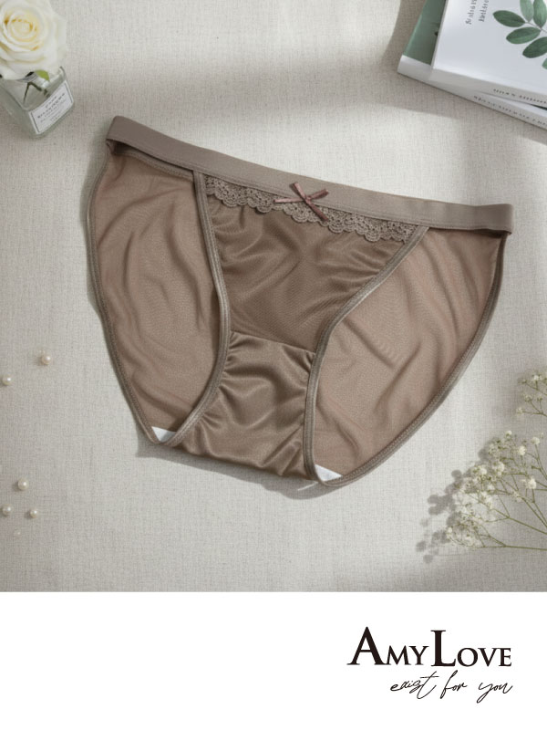 舒芙高衩微蕾絲低腰三角褲 (咖啡色) L-XL