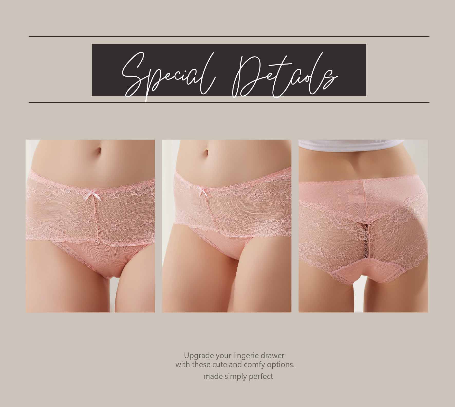 日系精美莫代爾棉蕾絲無痕精美內褲(黑色)