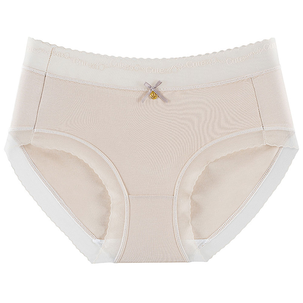 高彈輕柔舒適中腰莫代爾蠶絲褲底三角褲(卡其膚) FREE