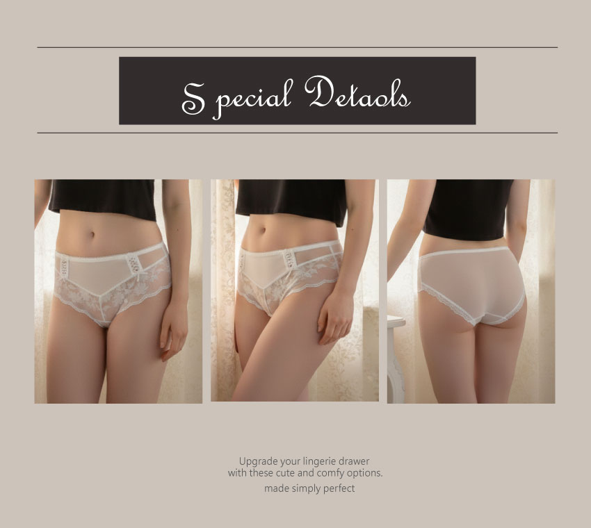 前小交叉網紗蕾絲緞面條低腰三角褲 (咖啡色) FREE