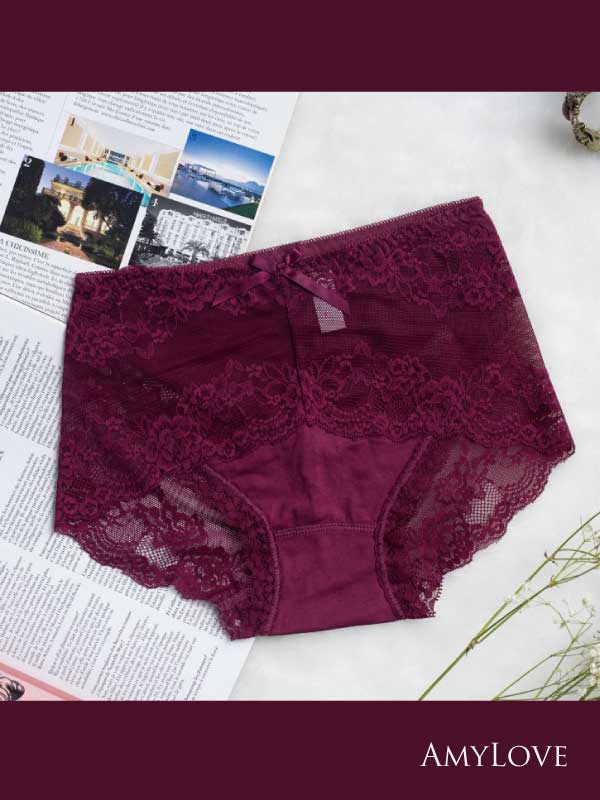 莫代爾棉蕾絲無痕內褲(灰色) M-XL