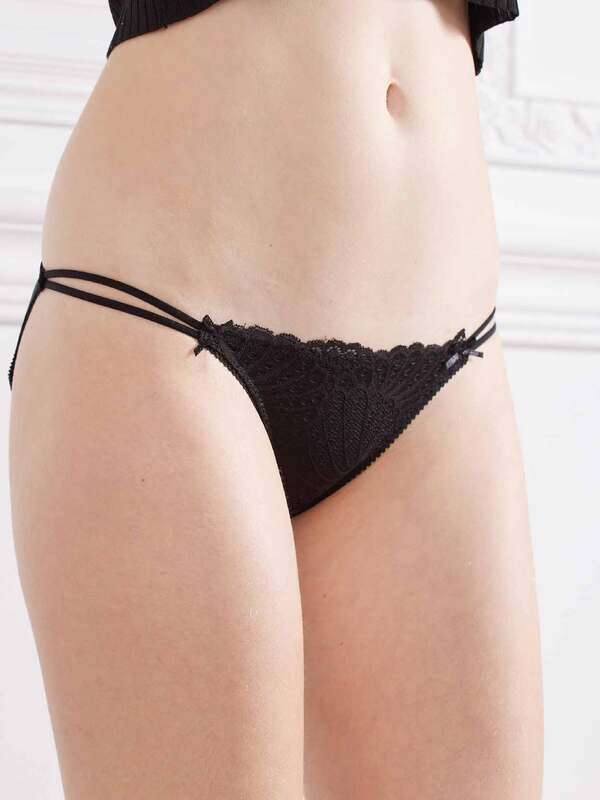 性感細條蕾絲包臀三角褲 (灰紫色) M-XL