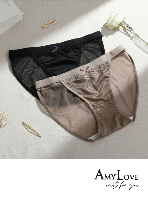 舒芙高衩微蕾絲低腰三角褲 (咖啡色) L-XL