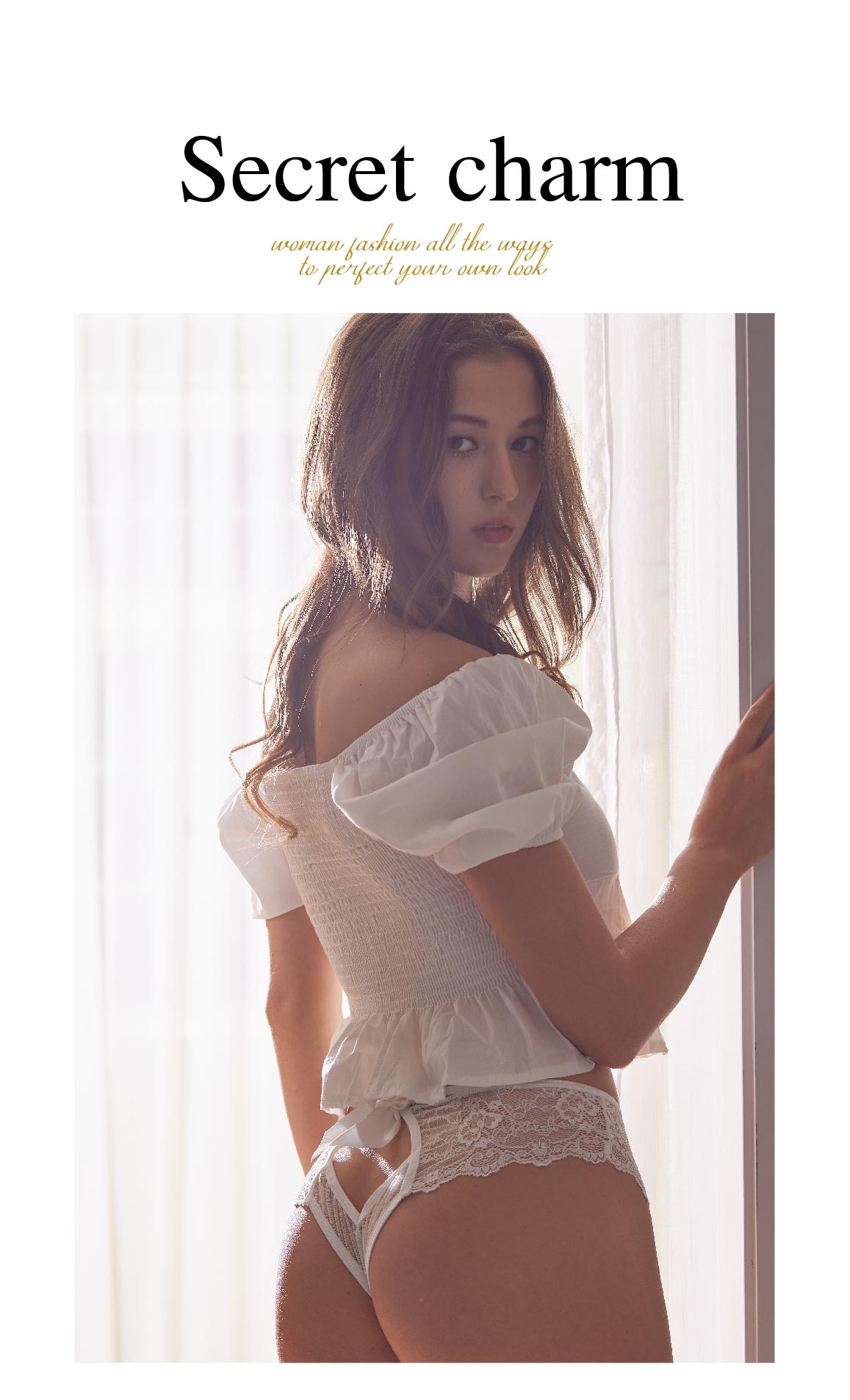 法式性感網紗蕾絲甜美蝴蝶結高腰三角褲 (黑色)