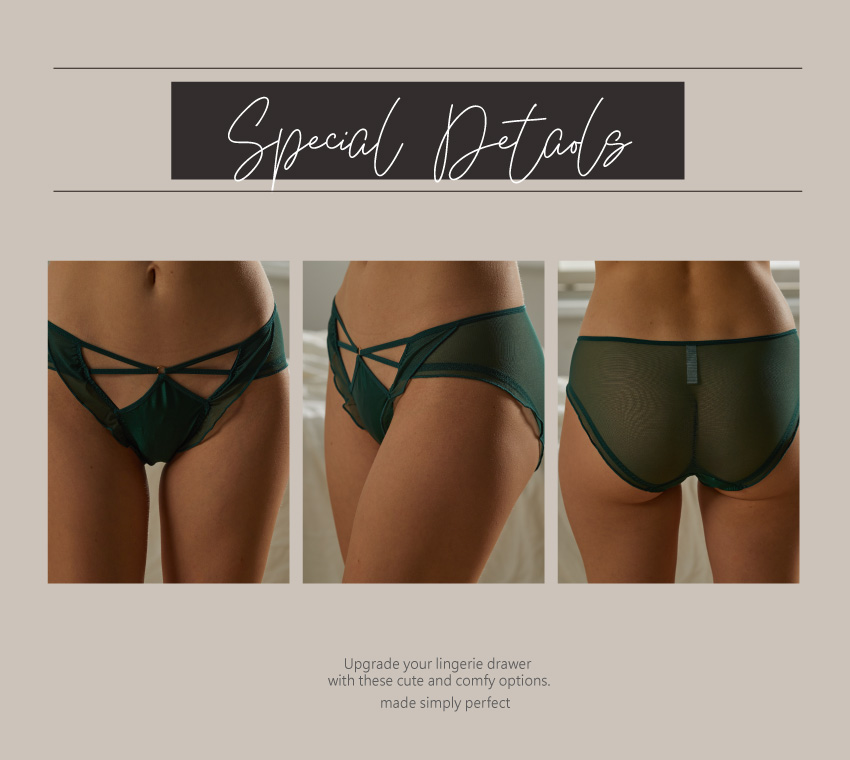 緞面低腰小性感簍空三角褲 (灰色) FREE