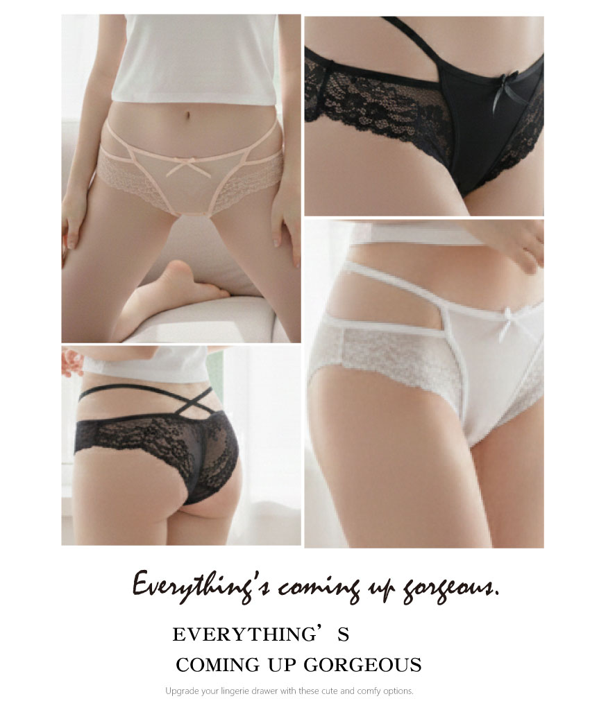 小情事蕾絲簍空蕾絲低腰三角褲 (白色) M-L