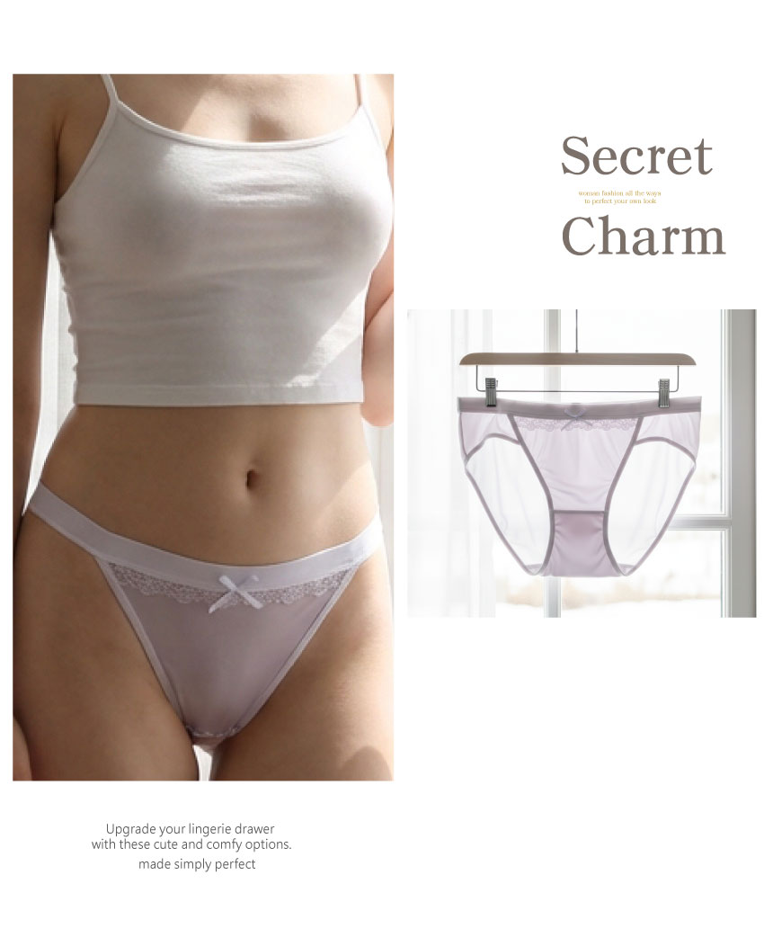 舒芙高衩微蕾絲低腰三角褲 (天空藍) L-XL