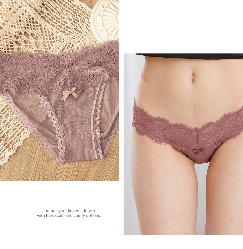 性感甜心蕾絲低腰三角褲 (酒紅焦糖色) FREE