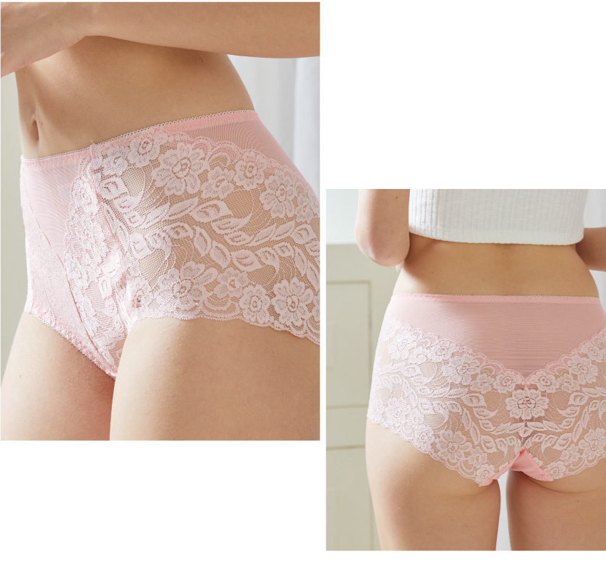 日系精美蕾絲無痕精美內褲 (粉) L~XL