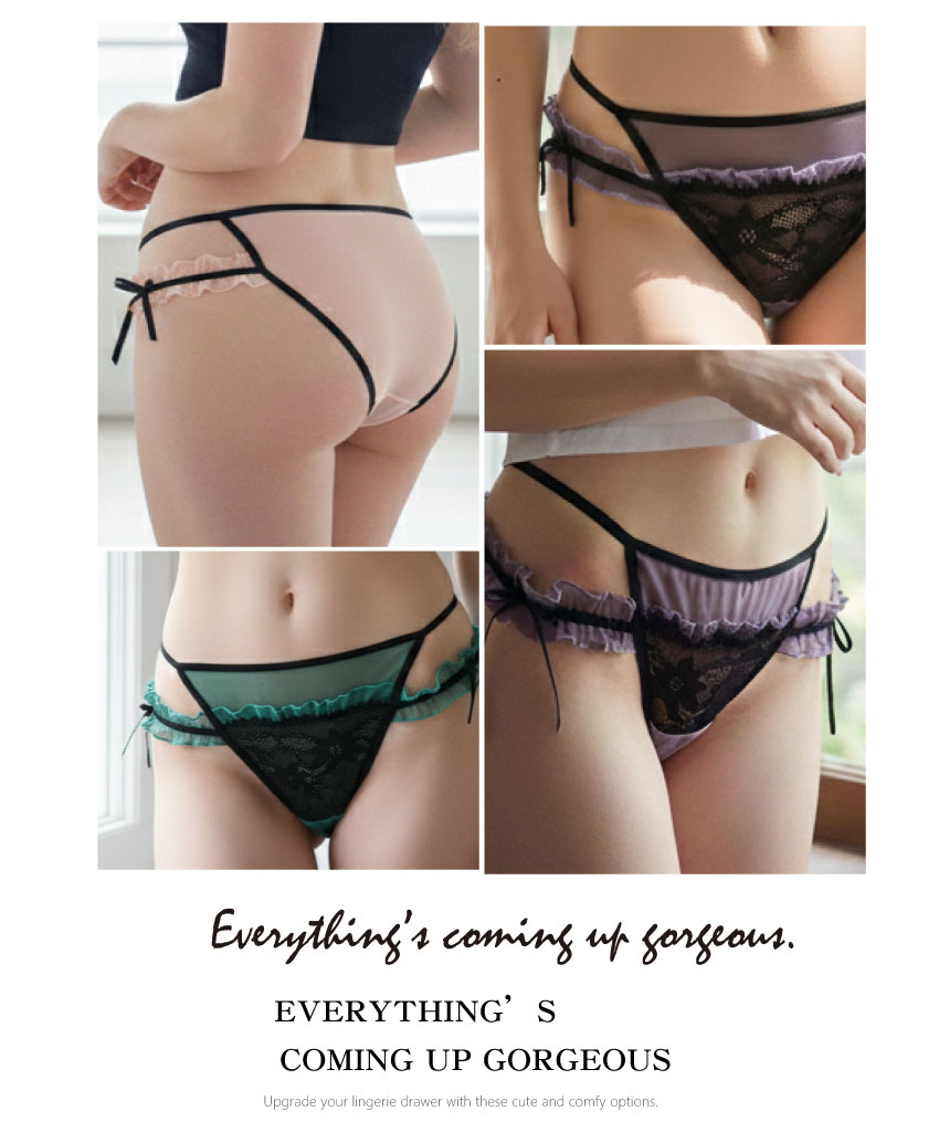 小浪漫蕾絲簍空蕾絲低腰三角褲 (紫色) M-L