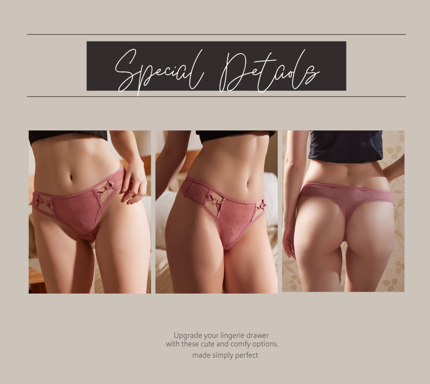 雙甜心鏤空蕾絲低腰蕾絲三角褲(粉色) M-L