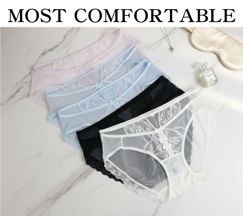 花芯簍空線條低腰三角褲 (白色) M-L