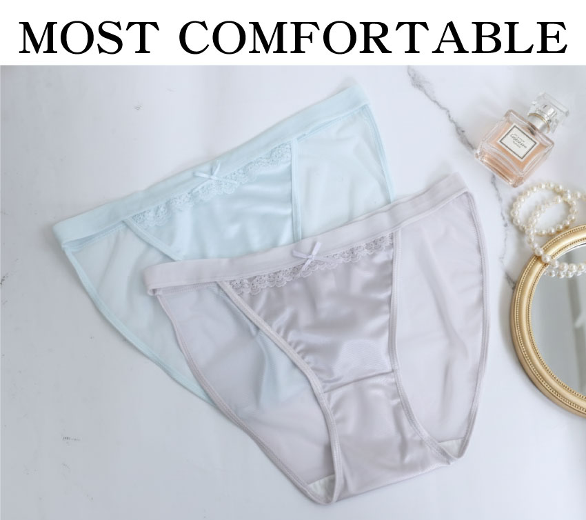 舒芙高衩微蕾絲低腰三角褲 (天空藍) L-XL