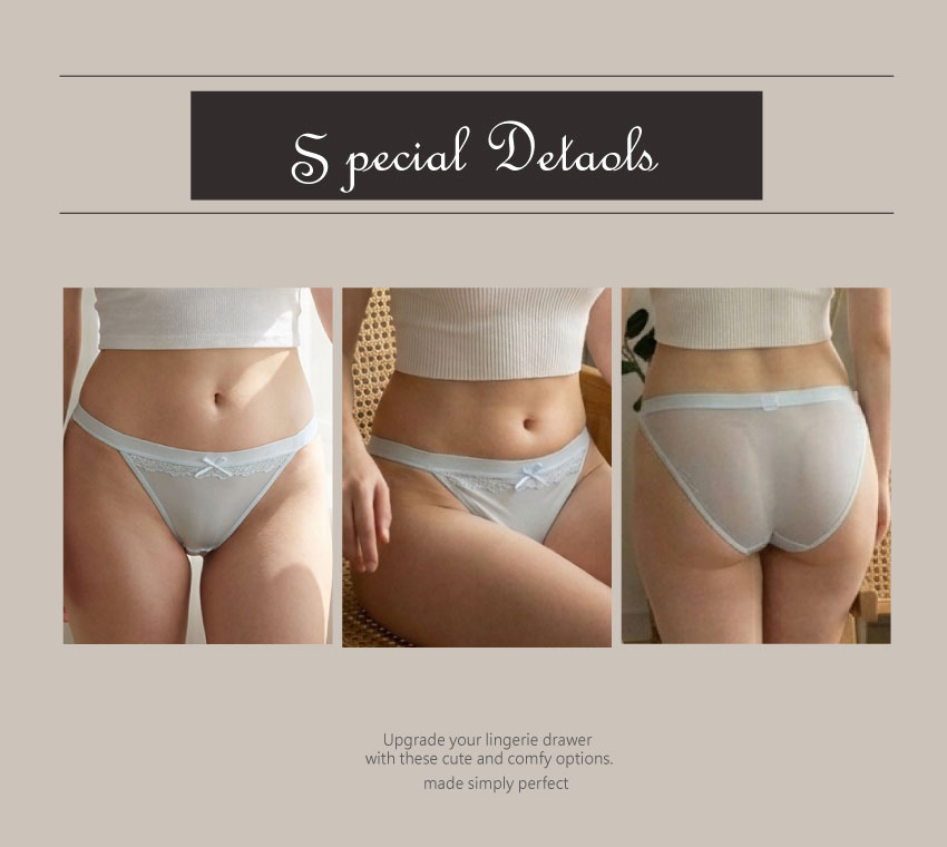 舒芙高衩微蕾絲低腰三角褲 (天空藍) L-XL