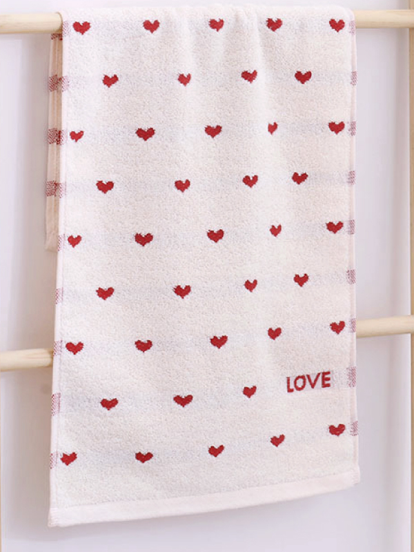 柔軟100%純棉愛心毛巾(灰色)
