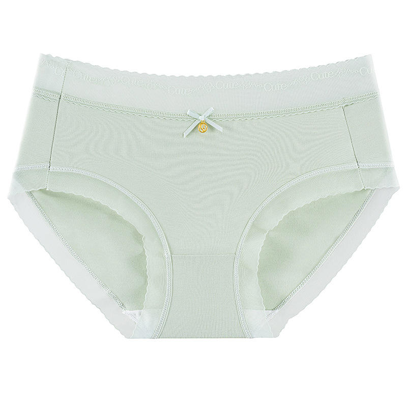 高彈輕柔舒適中腰莫代爾蠶絲褲底三角褲(綠色) FREE