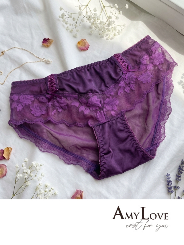 前小交叉網紗蕾絲緞面條低腰三角褲 (黑色) FREE