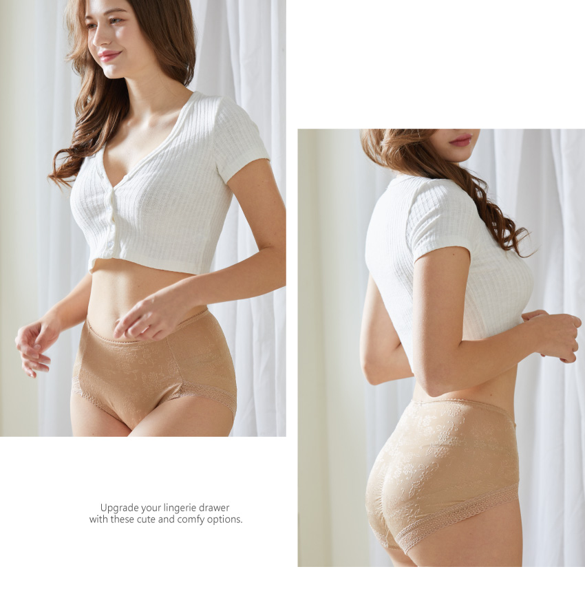 日系提臀中腰修飾褲 (米白色)FREE