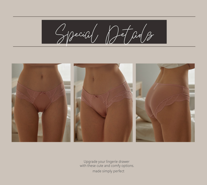 緞面蕾絲花低腰性感三角褲 (白色) M-L